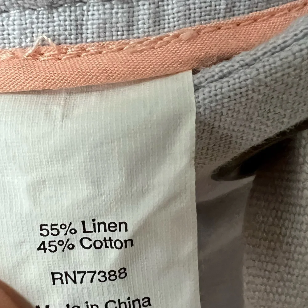 J.CREW Women’s CityFit Drawstring Linen Blend Wide Leg Light Grey Pants Size 8